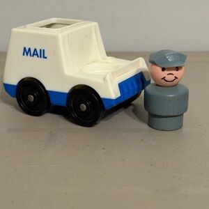 White and Blue Mail Truck Playset with Blue Mail Carrier Figure